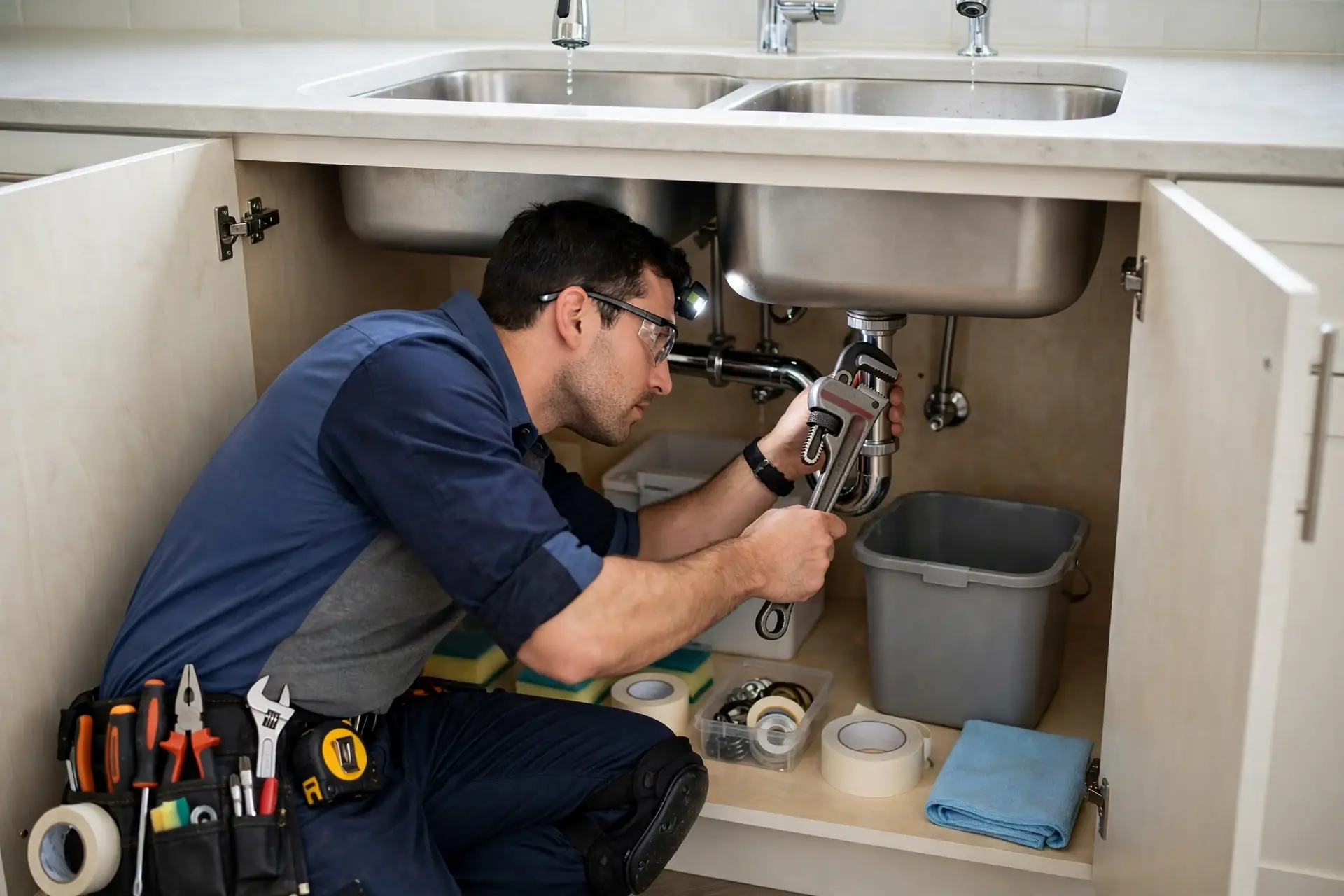 Plumber reviewing a repair plan in Escondido